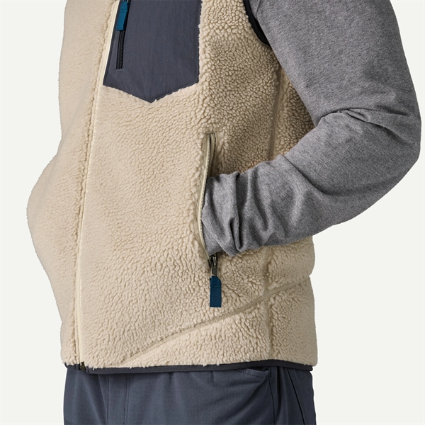 Patagonia Mens Classic Retro-X Vest - Natural w/Smolder Blue